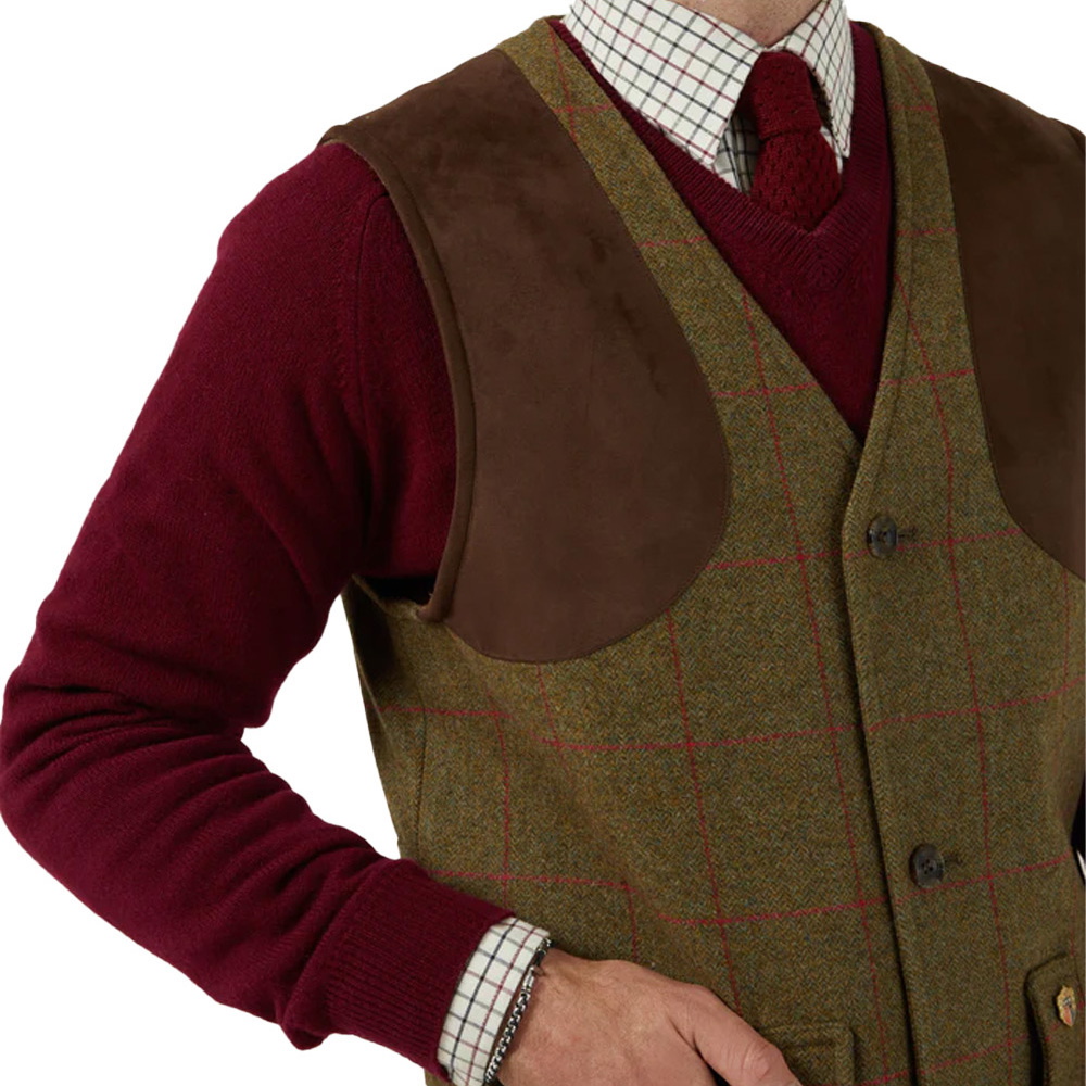 2026 Alan Paine Herren Combrook Tweed Weste COMGWCT - Sage